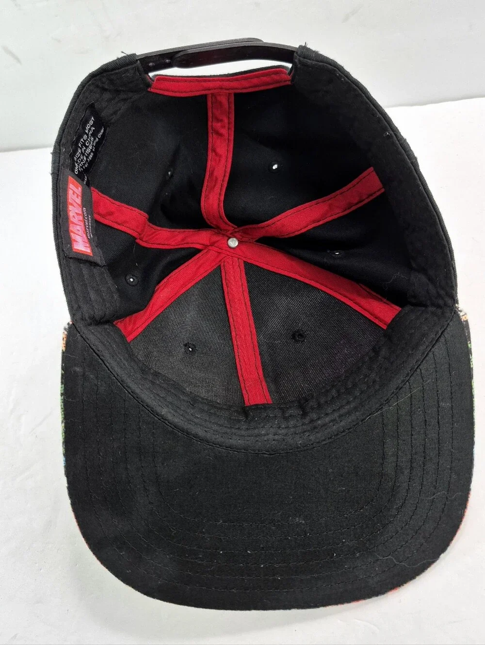 Marvel Comics Vintage Superhero Collage Snapback Hat Flat Brim Black Y2K OSMF